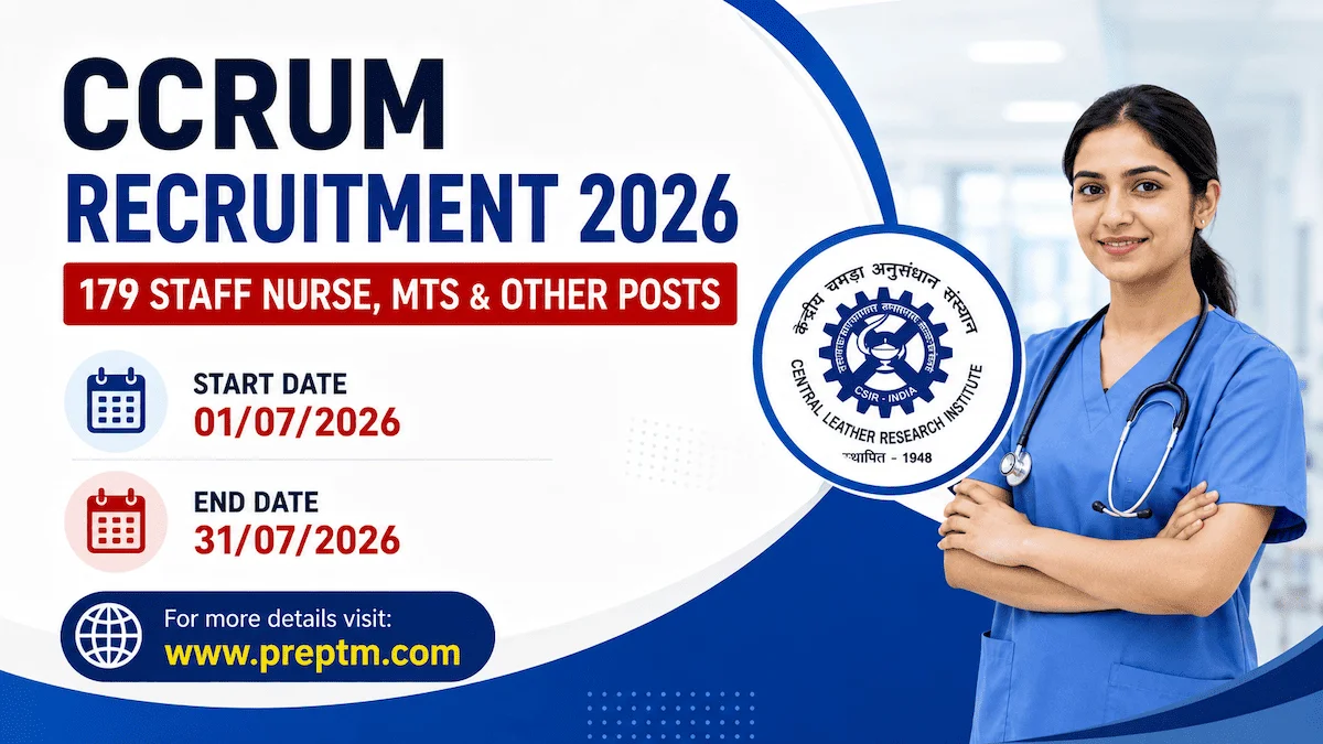 CCRUM Recruitment 2026: 179 Staff Nurse, MTS & Other Posts - Apply Online!